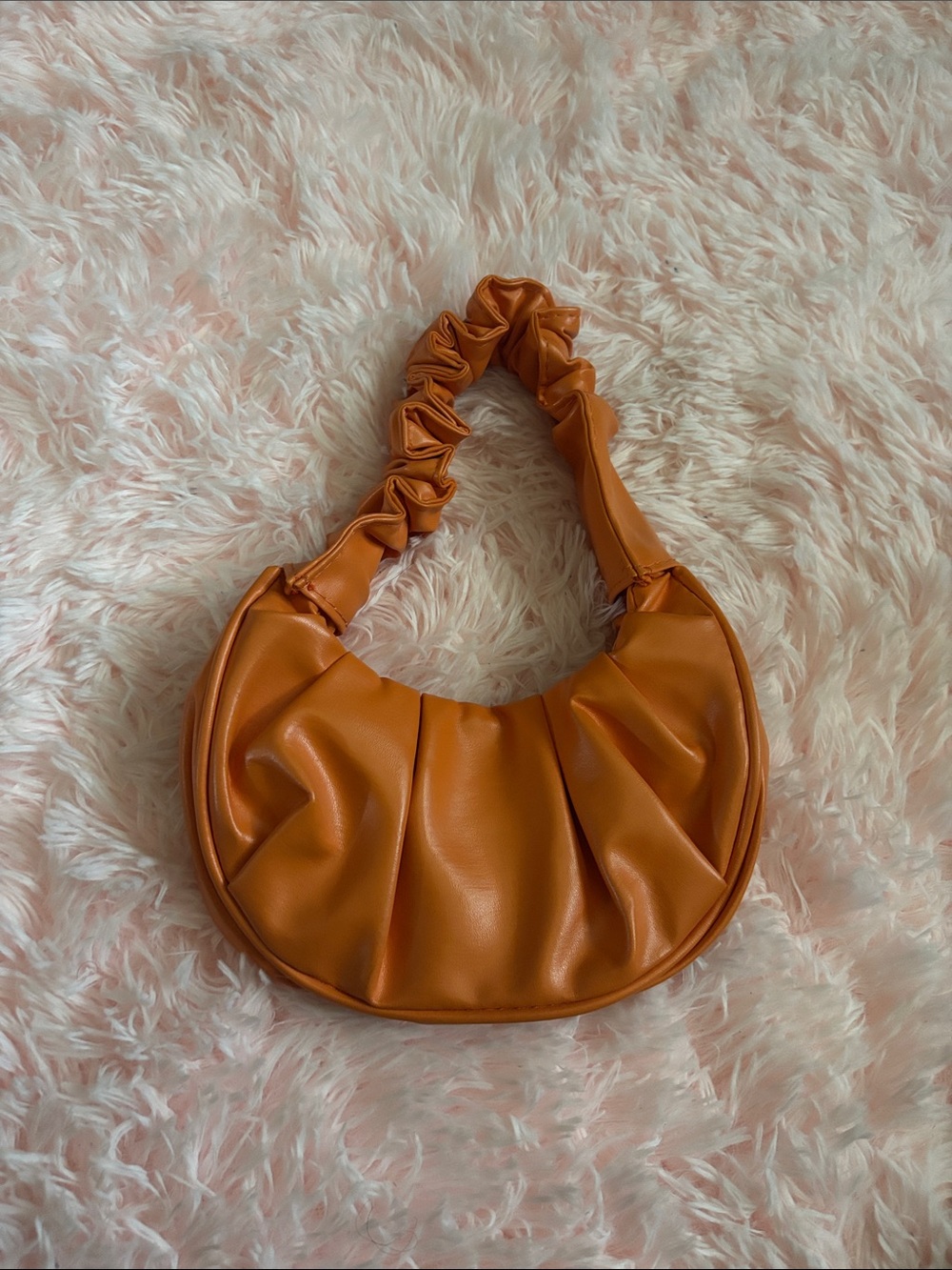 SHEIN Orange Ruched Crescent Mini Shoulder Bag